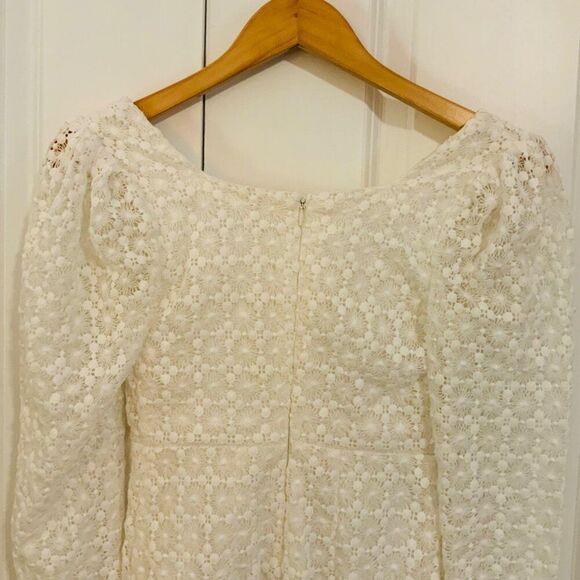 Camila Coelho Trista Ivory Lace Crocheted Long Sleeve Mini Dress Small - Picture 9 of 13